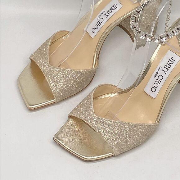 Jimmy Choo  Saeda 85MM Glitter Sandals size 35.5 - Picture 6 of 15